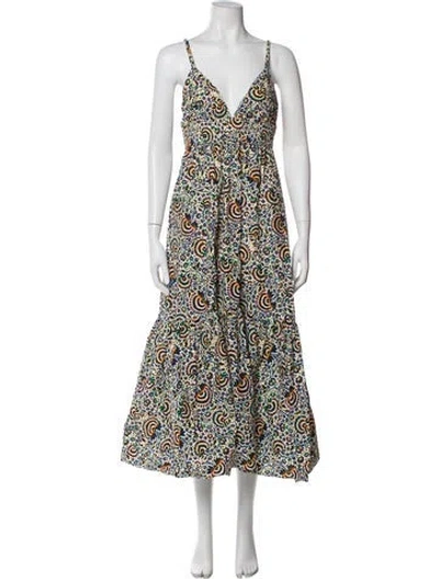 Pre-owned A.l.c Printed Long Dress W/ Tags In White