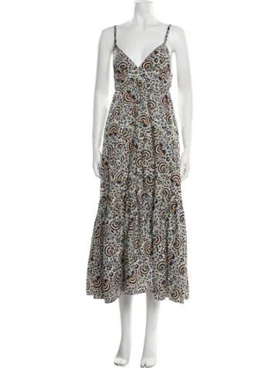 Pre-owned A.l.c Printed Long Dress In White