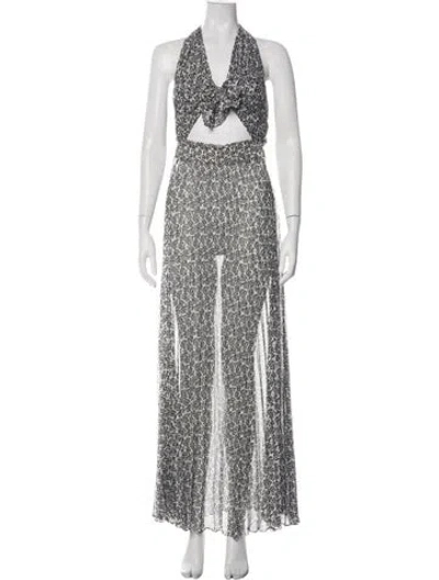 Pre-owned A.l.c Printed Long Dress In White