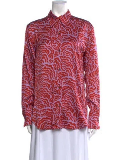 Pre-owned A.l.c Printed Long Sleeve Button-up Top In Multi