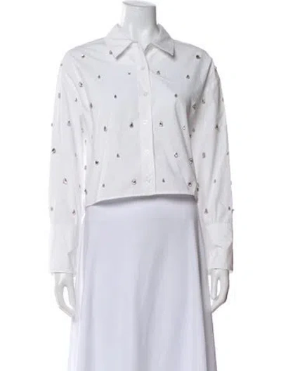 Pre-owned A.l.c Printed Long Sleeve Button-up Top In White