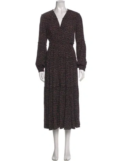 Pre-owned A.l.c Printed Midi Length Dress In Black