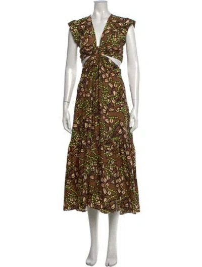 Pre-owned A.l.c Printed Midi Length Dress In Black