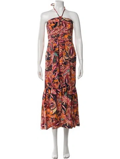 Pre-owned A.l.c Printed Midi Length Dress In Brown