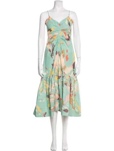 Pre-owned A.l.c Printed Midi Length Dress In Green