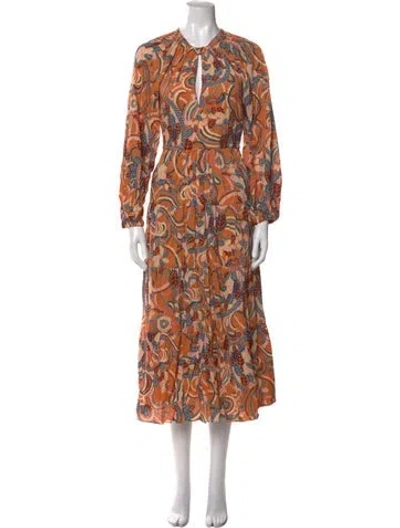 Pre-owned A.l.c Printed Midi Length Dress In Orange
