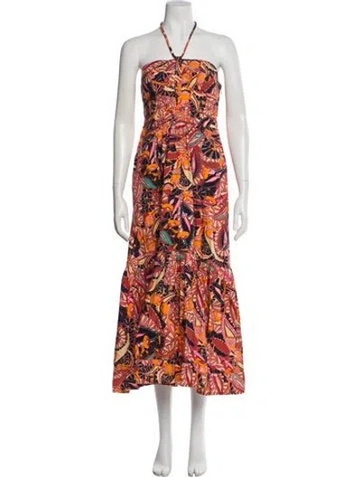 Pre-owned A.l.c Printed Midi Length Dress In Orange