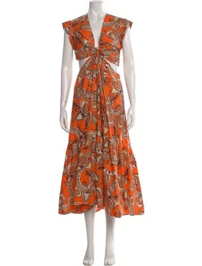 Pre-owned A.l.c Printed Midi Length Dress In Orange
