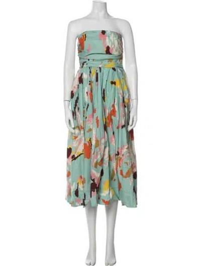 Pre-owned A.l.c Printed Midi Length Dress W/ Tags In Green