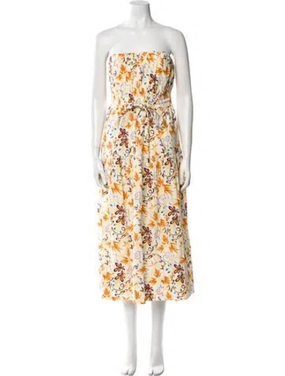 Pre-owned A.l.c Printed Midi Length Dress In White