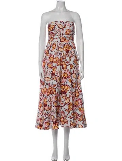 Pre-owned A.l.c Printed Midi Length Dress In White