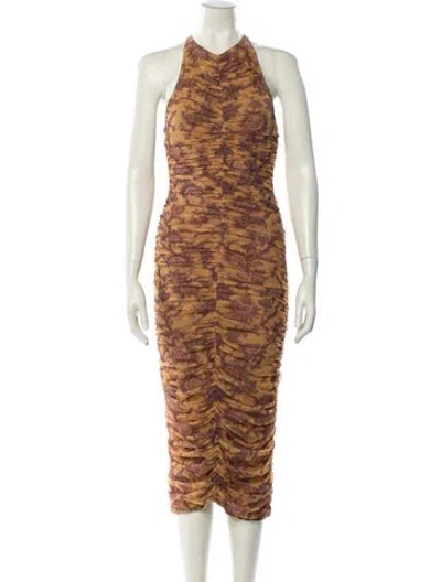 Pre-owned A.l.c Printed Midi Length Dress In Yellow