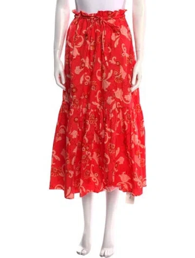 Pre-owned A.l.c Printed Midi Length Skirt In Red