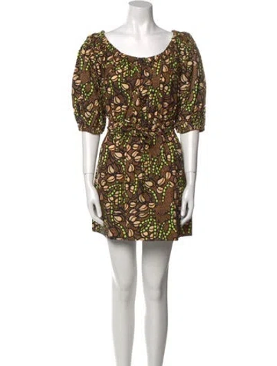 Pre-owned A.l.c Printed Mini Dress In Brown