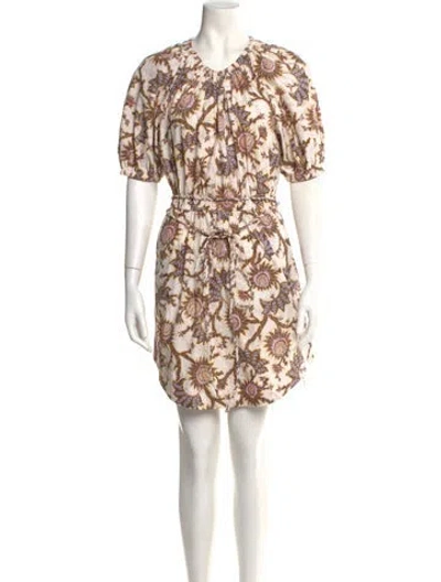 Pre-owned A.l.c Printed Mini Dress In Brown