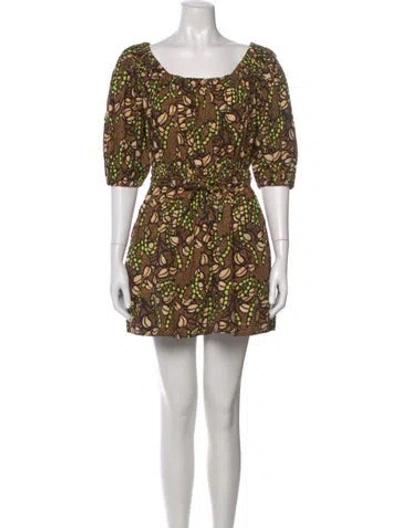 Pre-owned A.l.c Printed Mini Dress In Brown