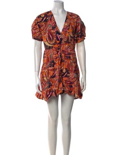 Pre-owned A.l.c Printed Mini Dress In Brown