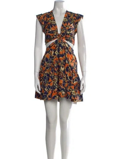 Pre-owned A.l.c Printed Mini Dress W/ Tags In Blue/orange