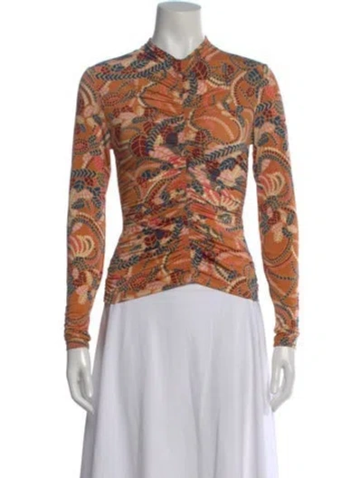 Pre-owned A.l.c Printed Mock Neck Top In Multi