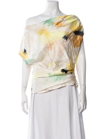 Pre-owned A.l.c Printed One-shoulder Blouse In Multicolor