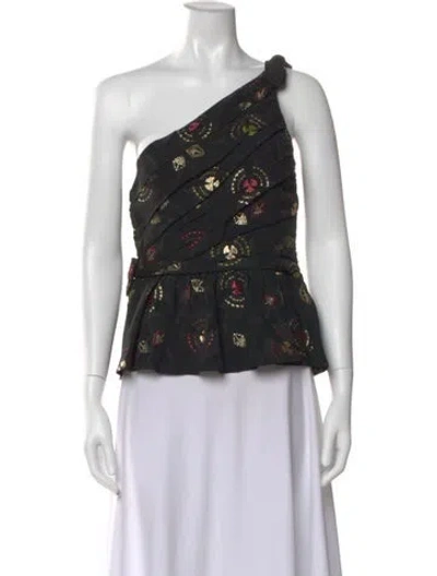 Pre-owned A.l.c Printed One-shoulder Top In Multi