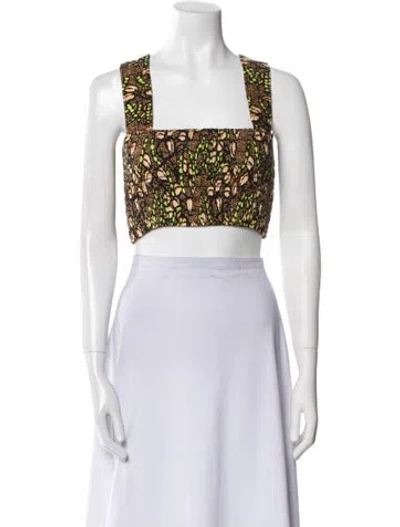 Pre-owned A.l.c Printed Square Neckline Crop Top