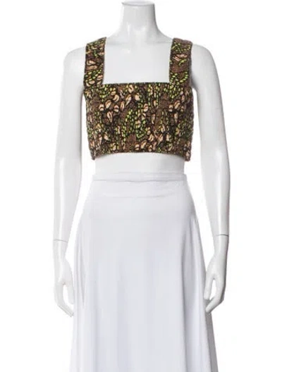 Pre-owned A.l.c Printed Square Neckline Crop Top In Black