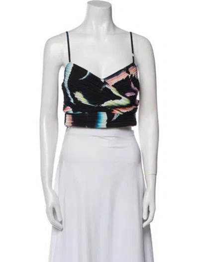 Pre-owned A.l.c Printed Square Neckline Crop Top In Blue