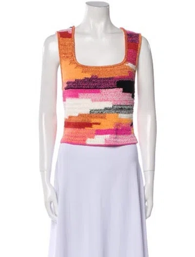 Pre-owned A.l.c Printed Square Neckline Crop Top In Pink