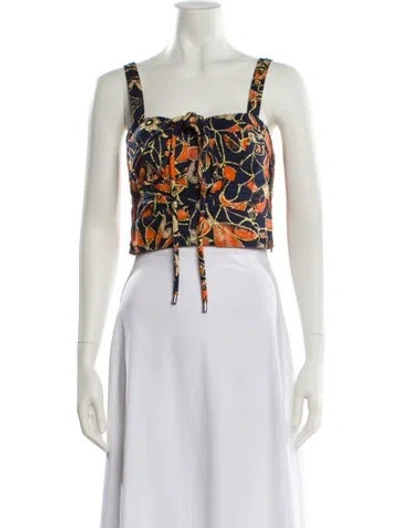 Pre-owned A.l.c Printed Square Neckline Crop Top In Yellow