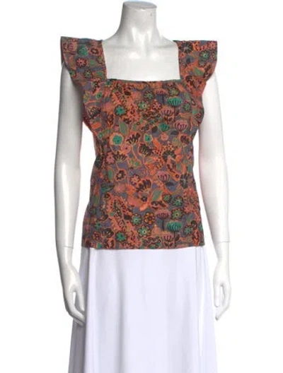Pre-owned A.l.c Printed Square Neckline Top In Purple