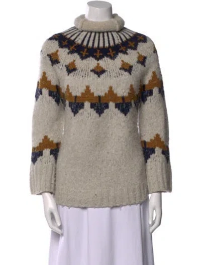Pre-owned A.l.c Printed Turtleneck Sweater In Neutral