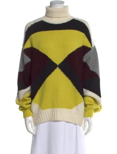 Pre-owned A.l.c Printed Turtleneck Sweater In Neutral