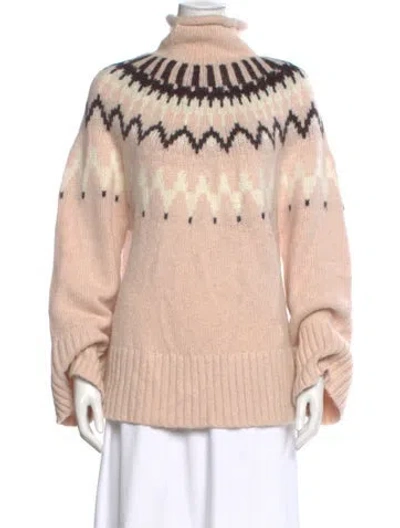 Pre-owned A.l.c Printed Turtleneck Sweater In White