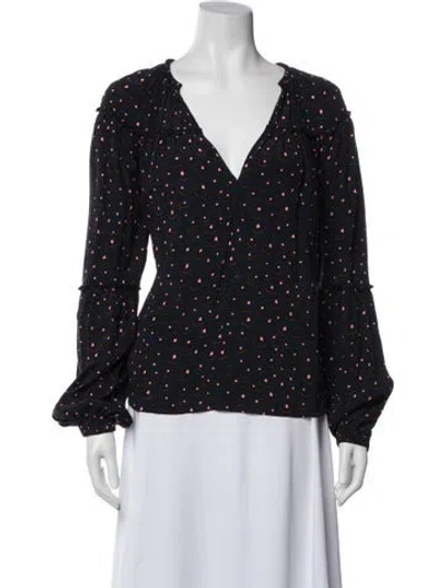 Pre-owned A.l.c Printed V-neck Blouse In Blue