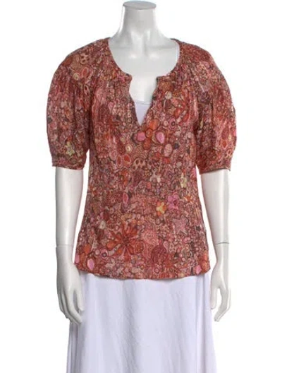 Pre-owned A.l.c Printed V-neck Blouse In Neutral