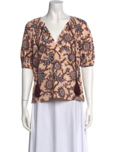 Pre-owned A.l.c Printed V-neck Blouse In Pink