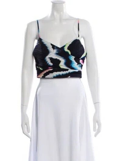 Pre-owned A.l.c Printed V-neck Crop Top In White