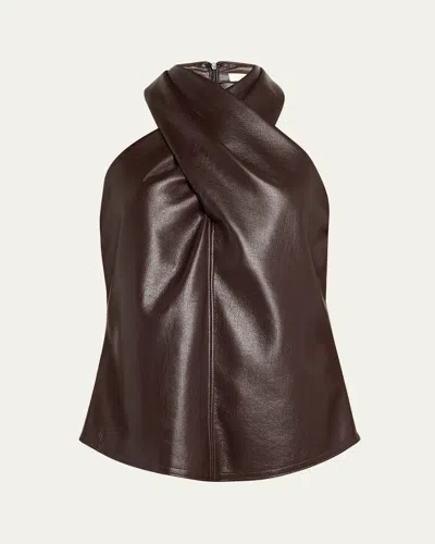 A.l.c Quinn Crisscross Faux-leather Top In Brown
