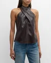A.l.c Quinn Crisscross Faux-leather Top In Chocolate