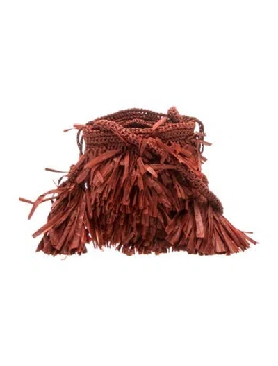 Pre-owned A.l.c Raffia Bucket Bag In Red