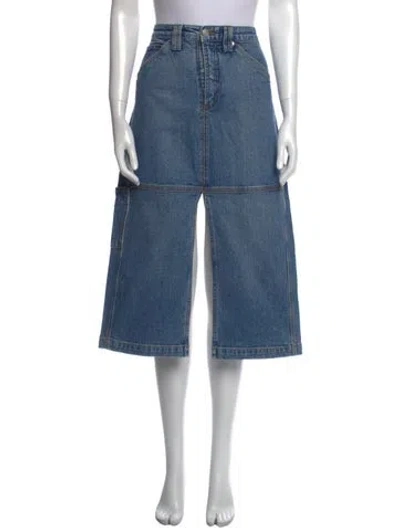 Pre-owned A.l.c Raw-edge Trim Long Skirt In Blue