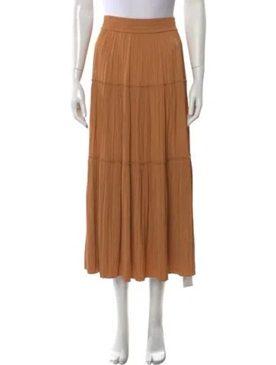 Pre-owned A.l.c Raw-edge Trim Long Skirt In Orange