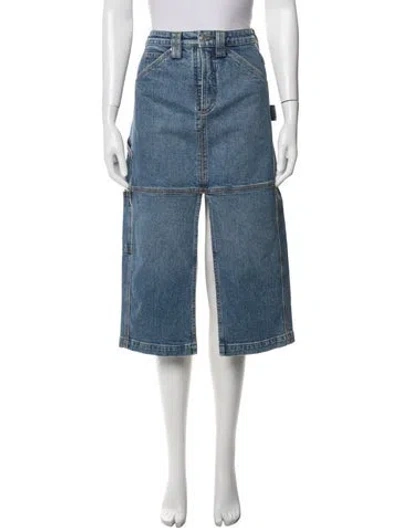 Pre-owned A.l.c Raw-edge Trim Midi Length Skirt In Blue