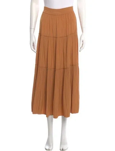 Pre-owned A.l.c Raw-edge Trim Midi Length Skirt In Brown