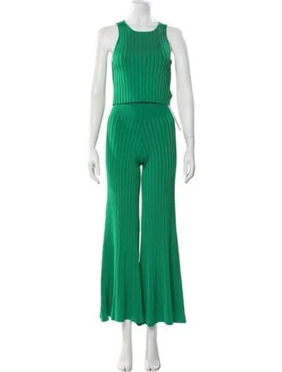 Pre-owned A.l.c Raw-edge Trim Pant Set In Green