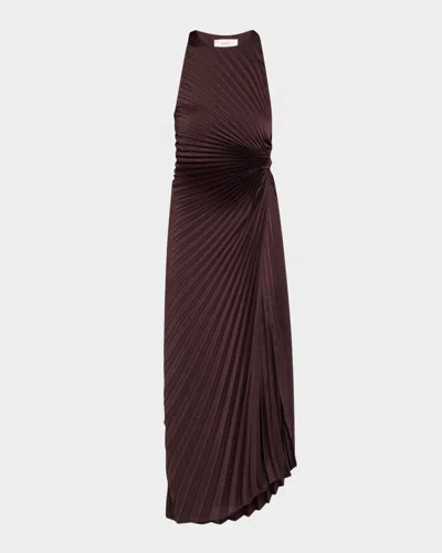 A.l.c Reagan Pleated Midi Dress In Burgundy