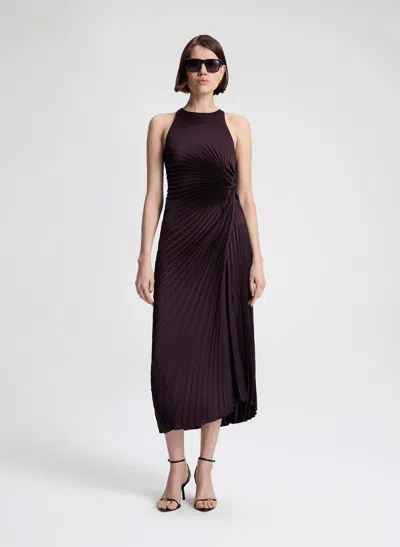 A.l.c Reagan Satin Pleated Midi Dress In Purple