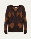 A.l.c Reid Fuzzy Diamond Cardigan In Brown
