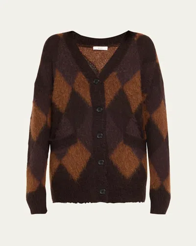 A.l.c Reid Fuzzy Diamond Cardigan In Brown